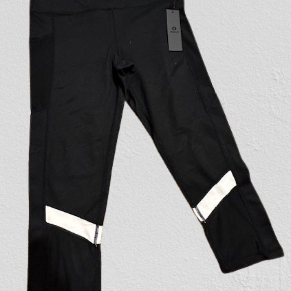 Black High Waisted Color Block Leggings 4326 NWT - Picture 2 of 8